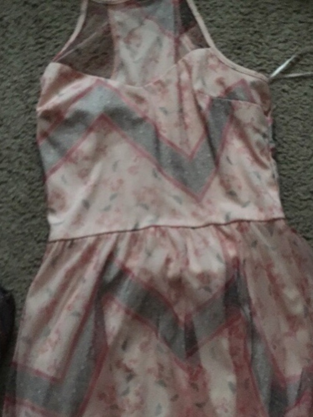 Girls Pink Floral Party Dress with Chevron Accent